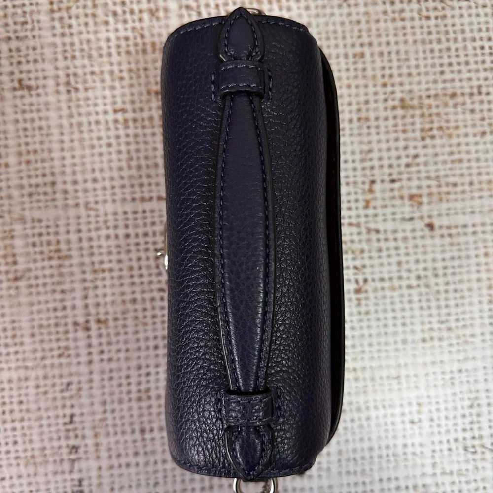 Coach Refined Pebble Leather Cassie Crossbody 17 in Navy with Silver hw - Picture 3 of 13
